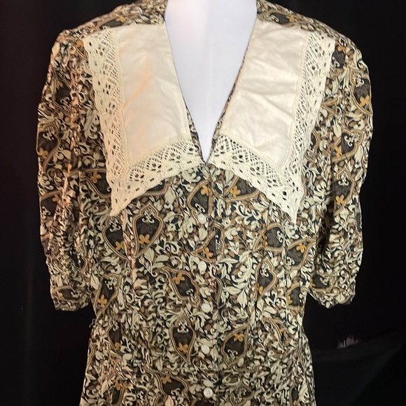 RARE FIND Vintage 80s NANCY G. Puritan Collar Wrap Dress Sz 22W 100% Rayon - Picture 3 of 11